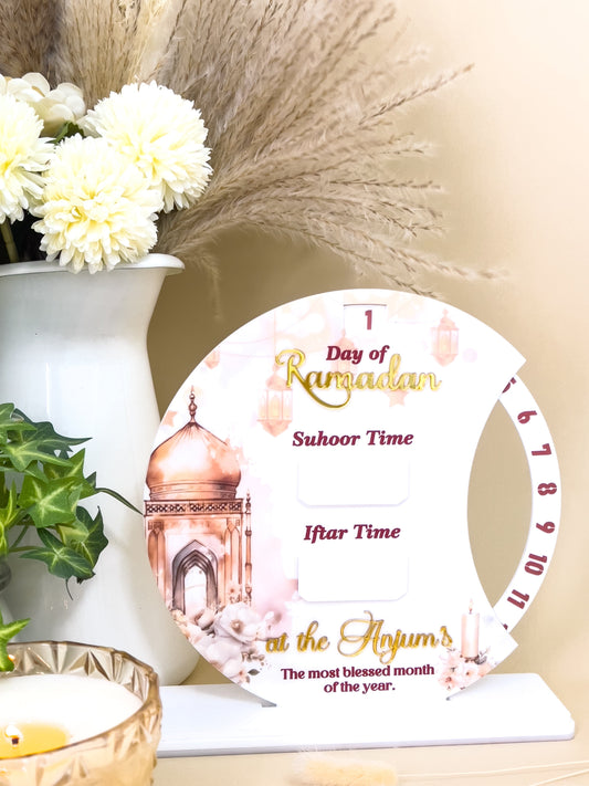 SFArtcreations wall decor Personalized - Day of Ramadan Tracker with Suhur & Iftar Time